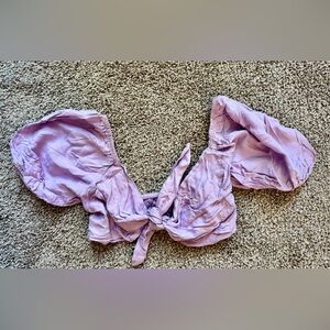 Lavender Puff Sleeve Crop Top